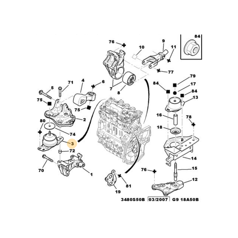 Soporte Motor Derecho Citroen Jumpy III Peugeot Expert III 1.6 Hdi
