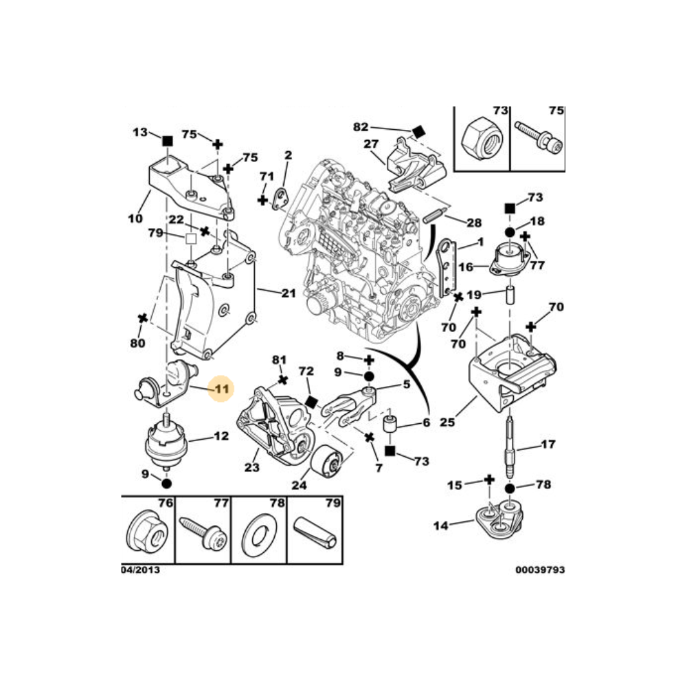 Soporte Motor Limitador Superior Derecho Peugeot Partner Citroen Berlingo 2002-2011