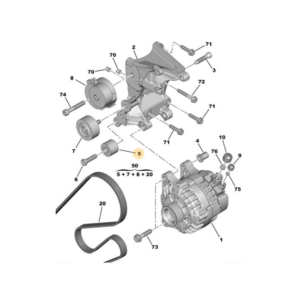 Rodillo Inferior Alternador Peugeot Partner Citroen Berlingo 1.9 8v Hdi