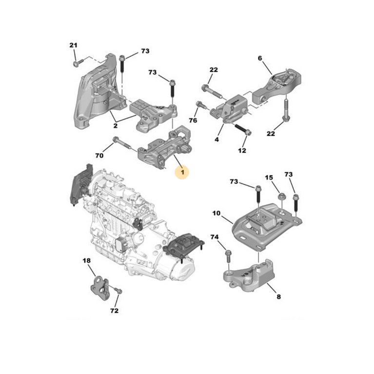 Base Soporte Superior Derecho Original Peugeot 308 3008 Partner K9 Citroen Berlingo K9