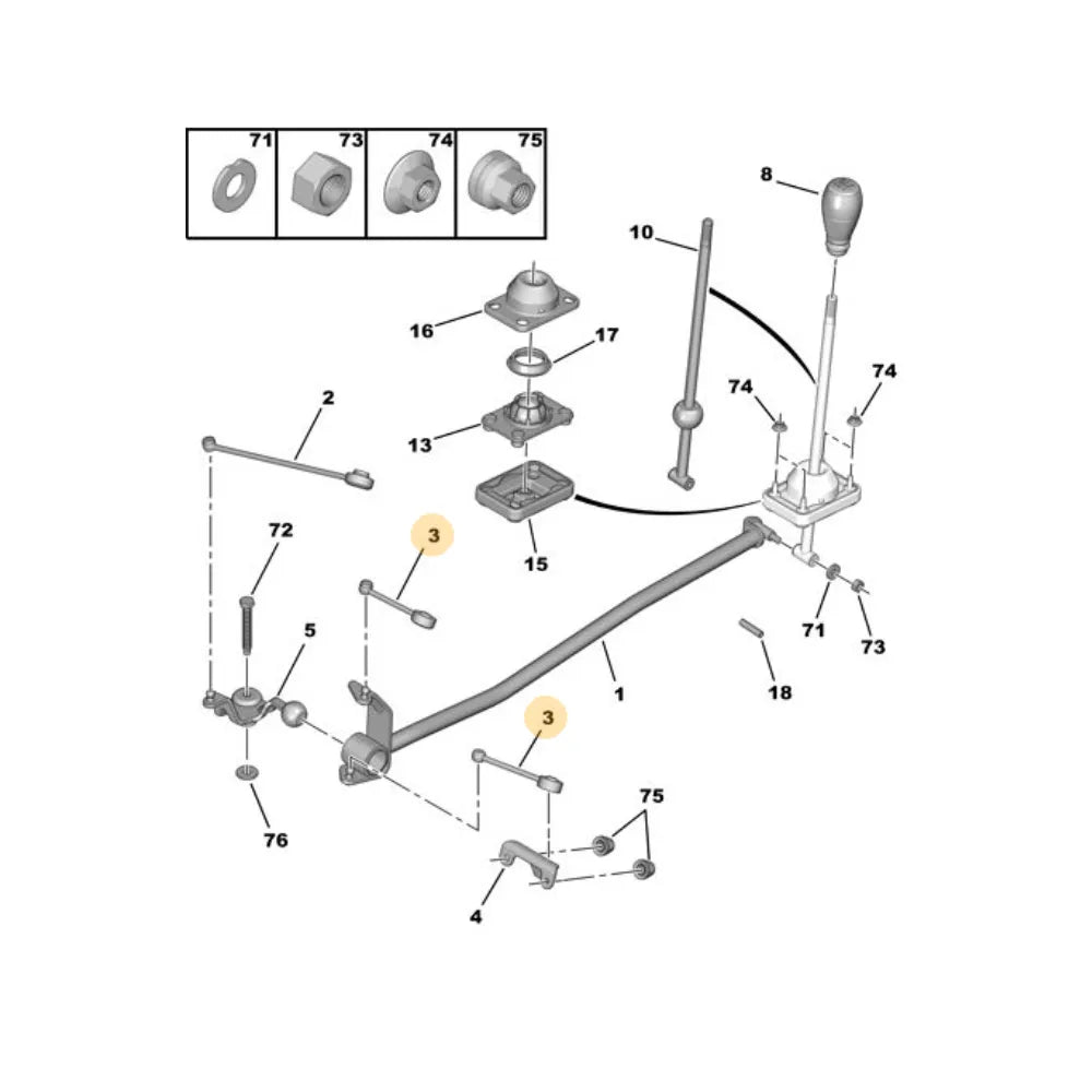 Bieleta Corta Palanca Cambios Peugeot Partner Citroen Berlingo