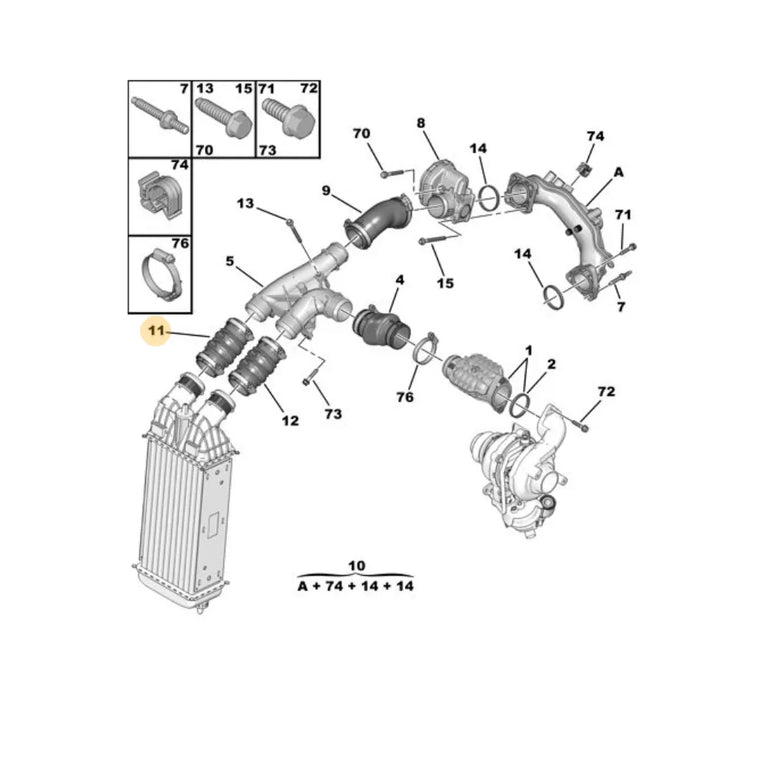 Manguera Intercooler Peugeot Partner 3008 Citroen Berlingo C4