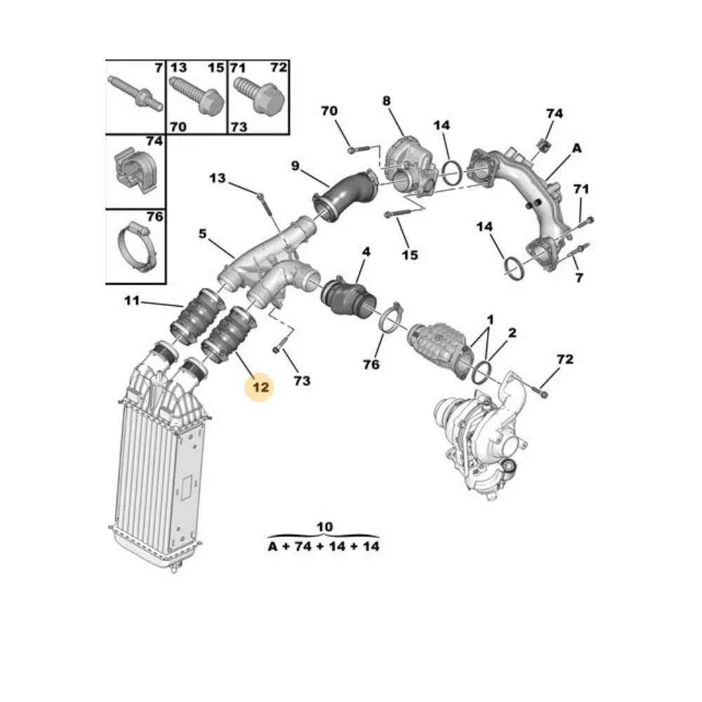 Manguera Intercooler Peugeot Partner 3008 Citroen Berlingo C4