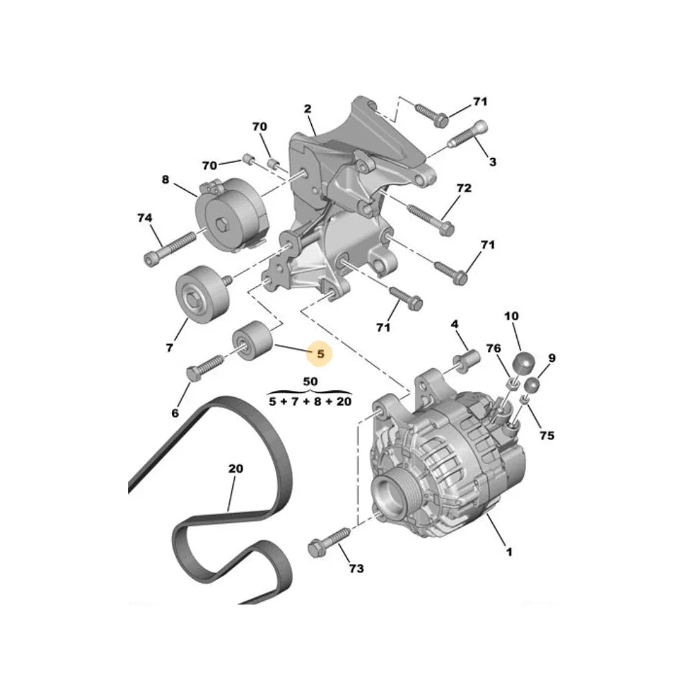 Rodillo Inferior Alternador Peugeot Partner Citroen Berlingo 1.9 8v Hdi